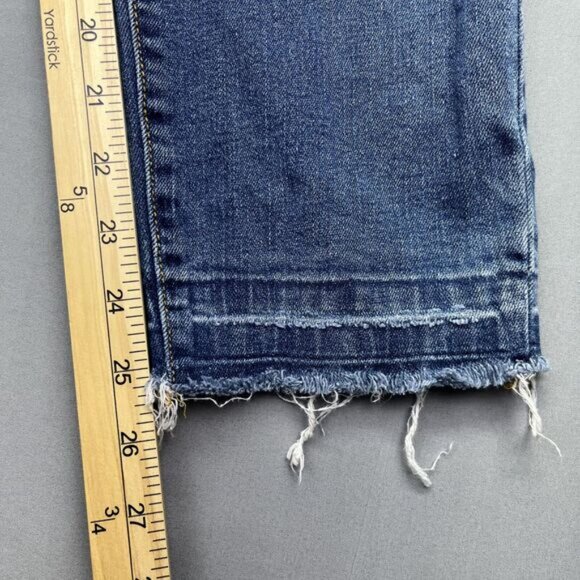 Mother Maternity Jegging Jeans Women's Blue Faded Whiskers Raw Hem Front Pocket - Picture 11 of 16